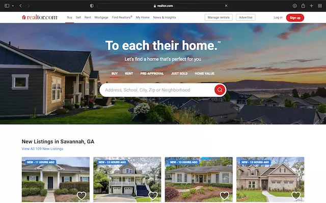 Zillow's Home Page