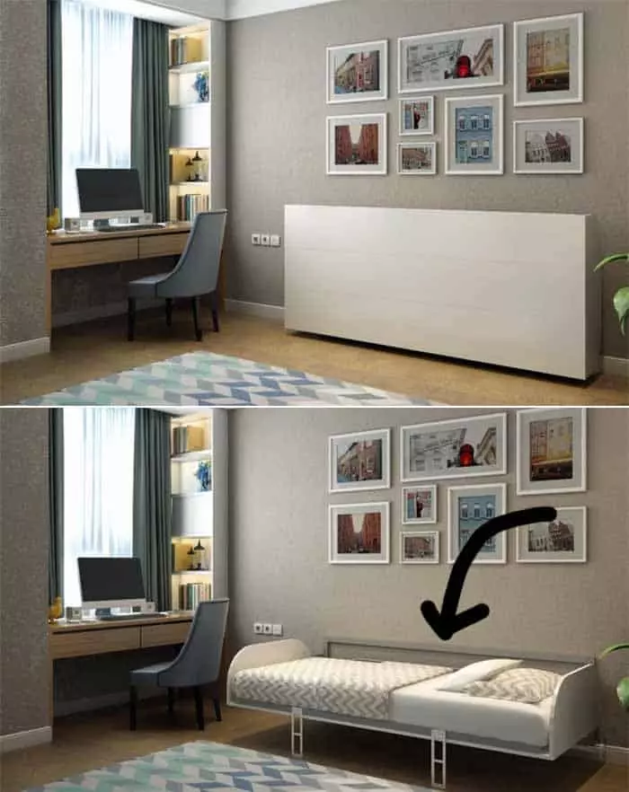 Murphy bed with couch