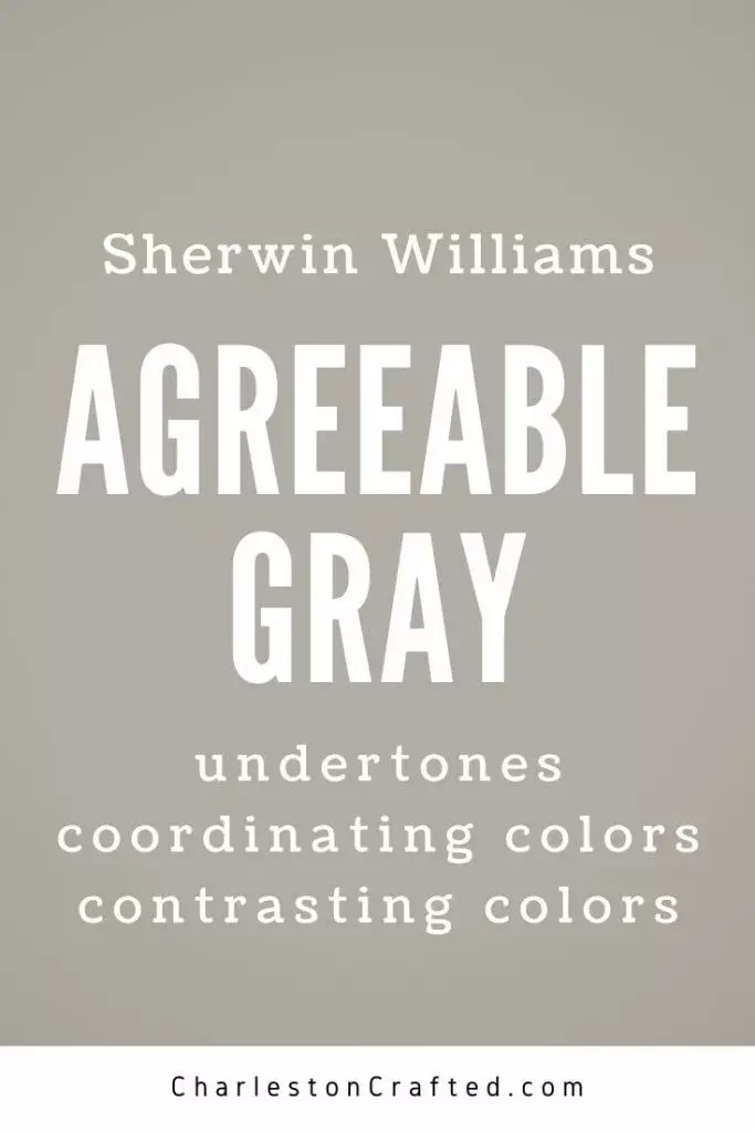 Sherwin Williams Agreeable Gray in a Bedroom with a blue dresser