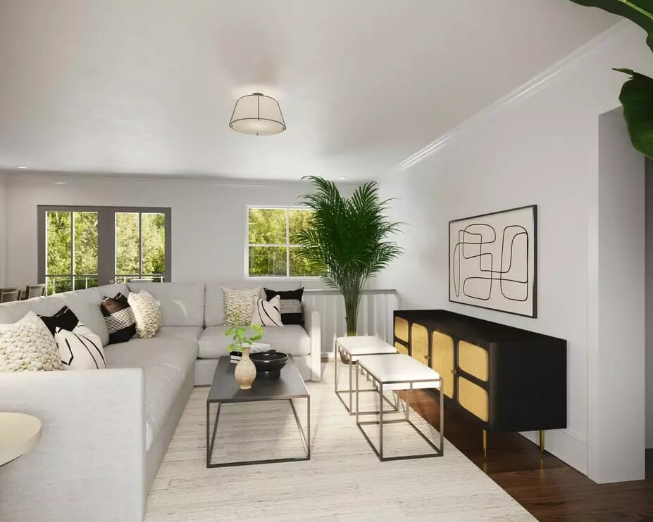 Black and white living room interior