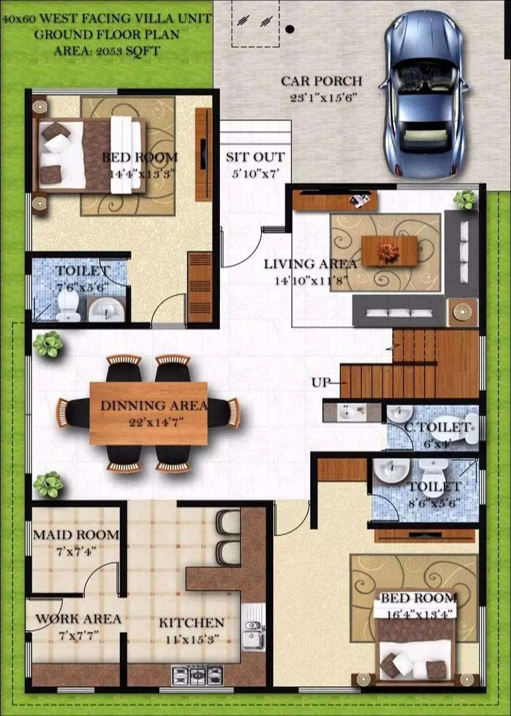 30 40 Duplex House Plans with Car Parking East Facing