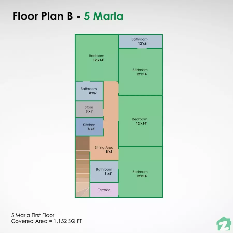 5 marla home with space for storage