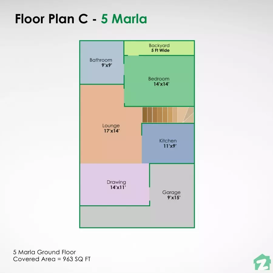 5 marla house plan for joint families