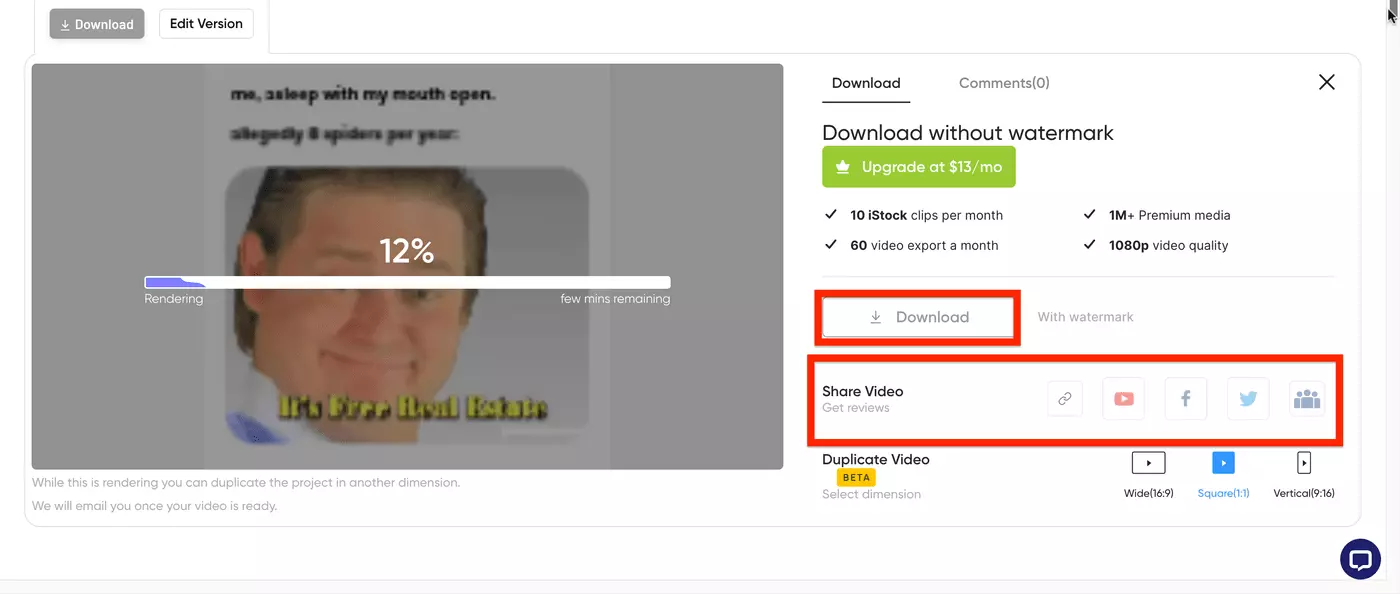 How to make this meme your own using InVideo - Step 4