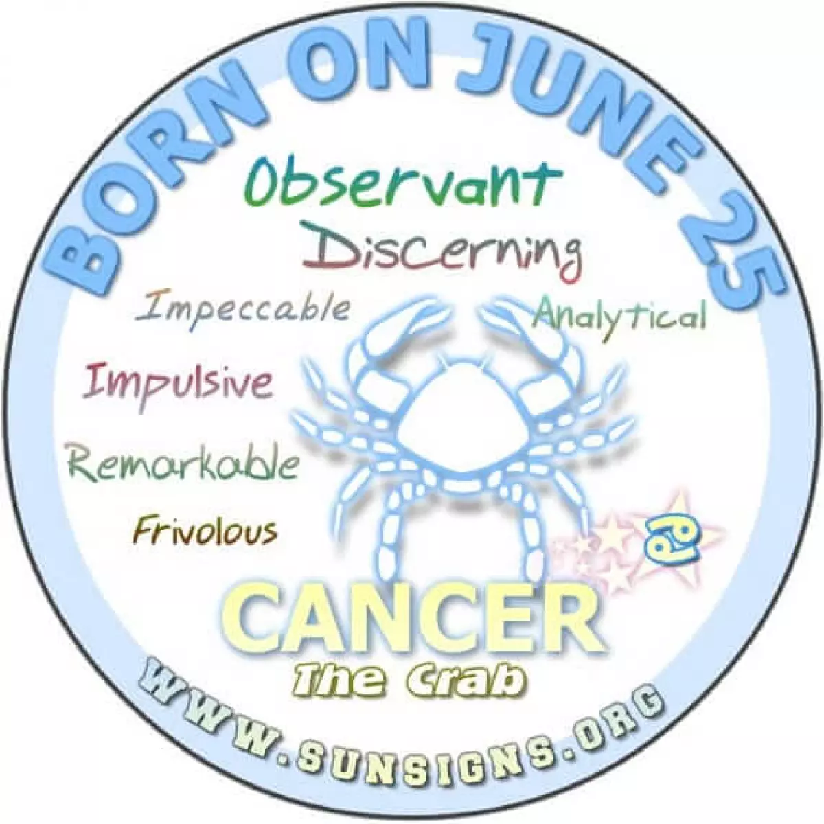 IF YOUR BIRTHDAY IS ON JUNE 25, then you are Cancer zodiac sign individuals who can sense when something is wrong.