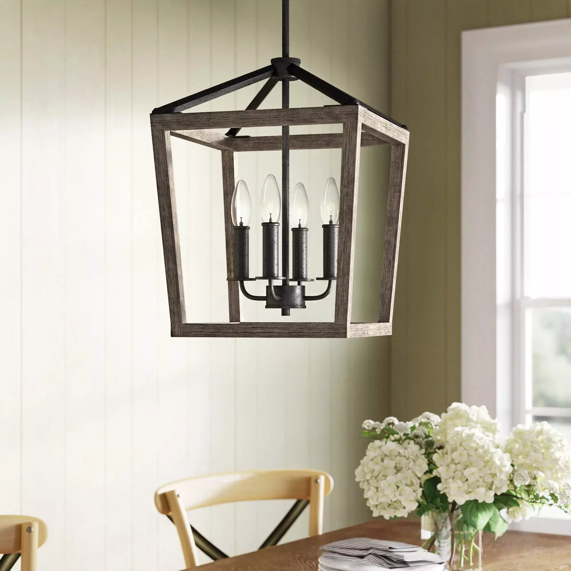 Dimmable Geometric Lantern Chandelier