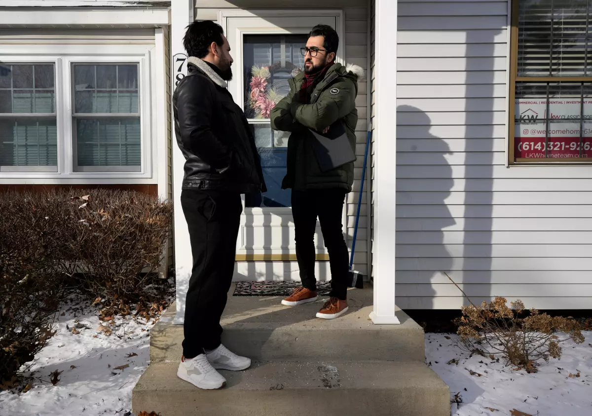 Sinan Falah, an Iraqi American real estate agent, shows a Worthington condominium on Sunday, Jan. 14, 2024, to buyer Mohamad Mizyan. Falah was one of Coldwell Banker Realty
