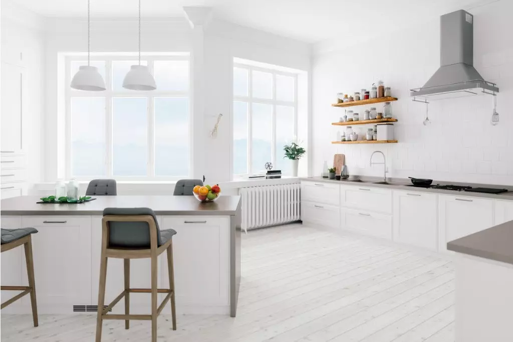 Minimalist kitchen and dining area