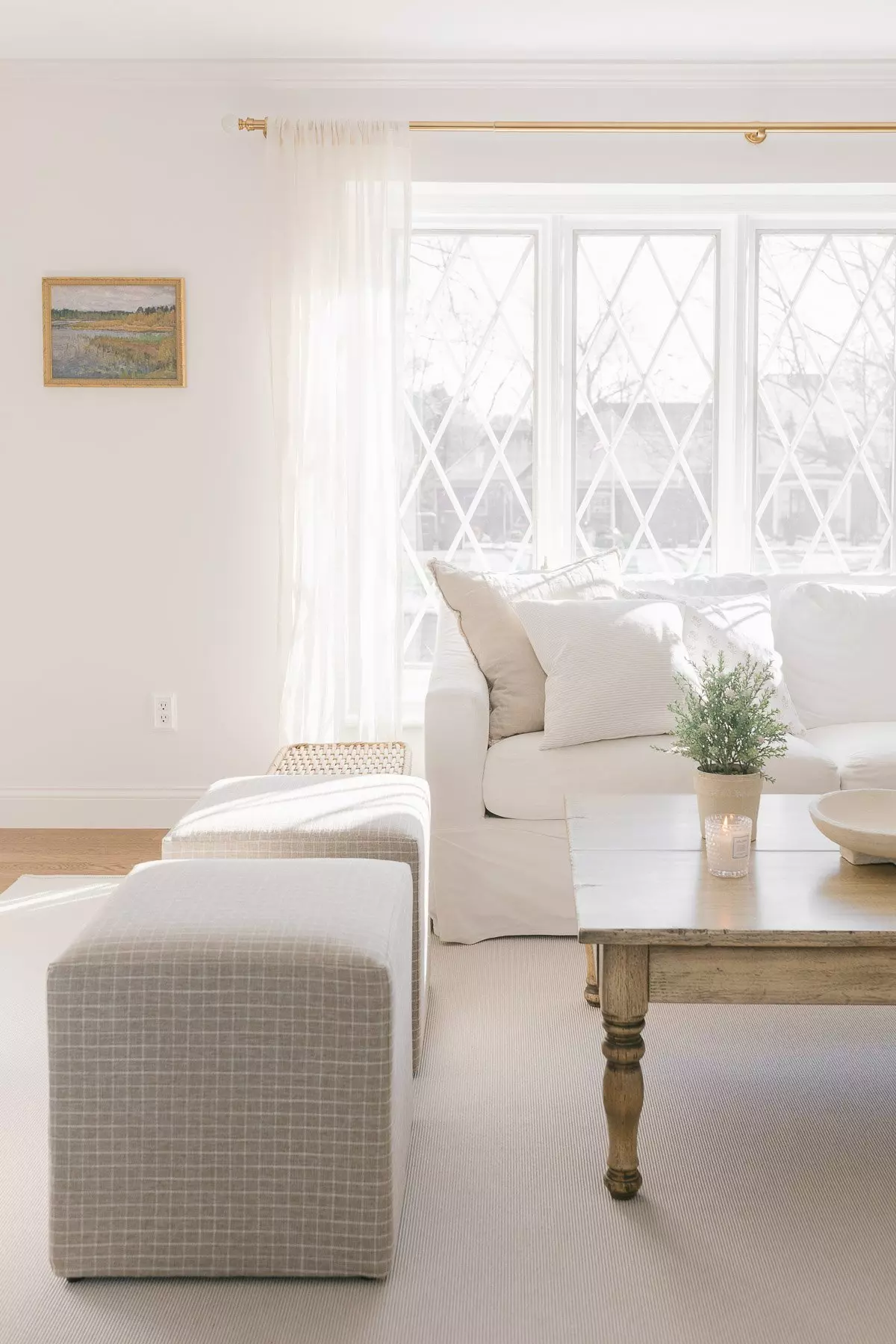 Living room painted with warm white.