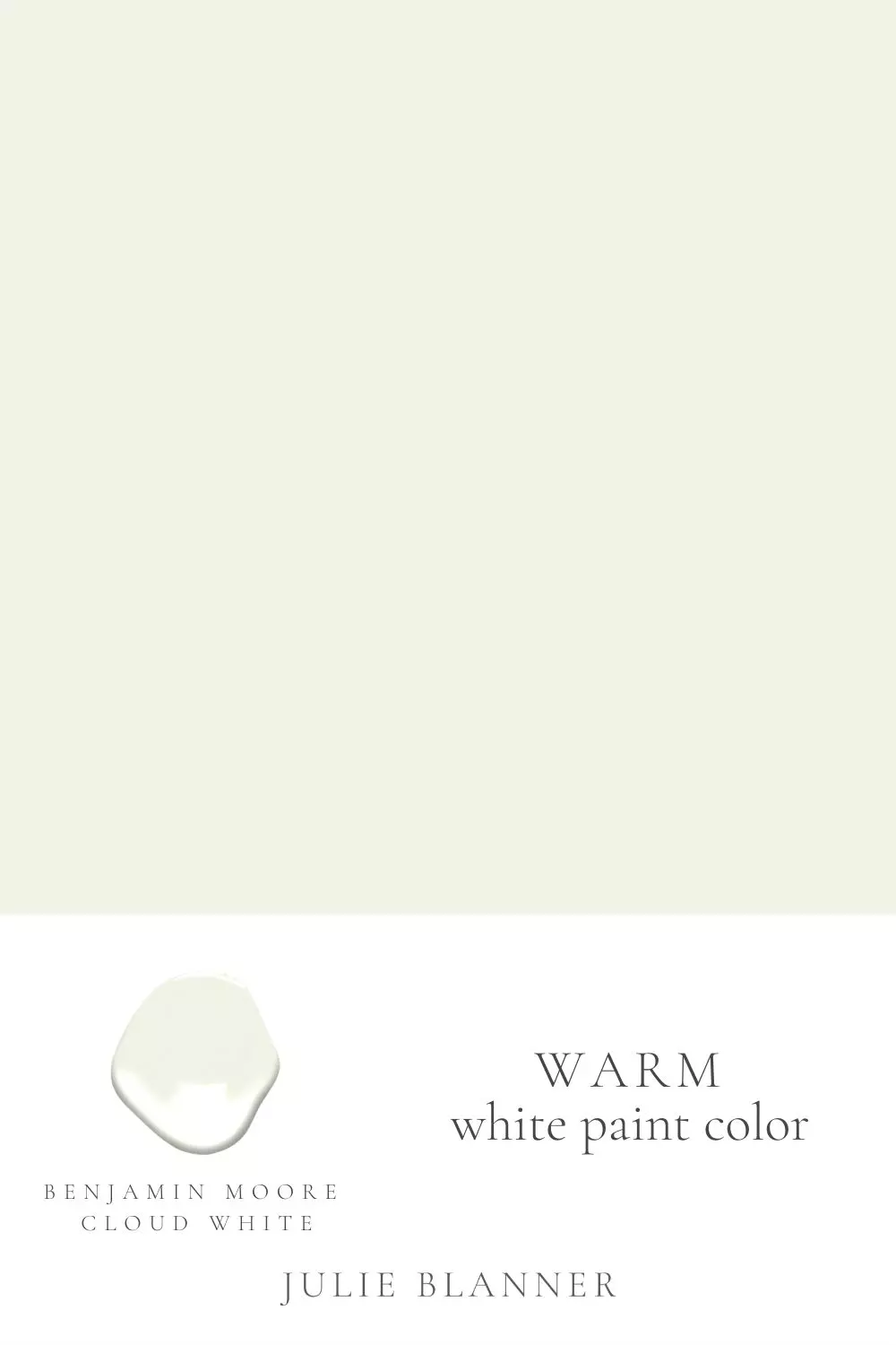 A paint swatch graphic with the headline of "Benjamin Moore Simply White."