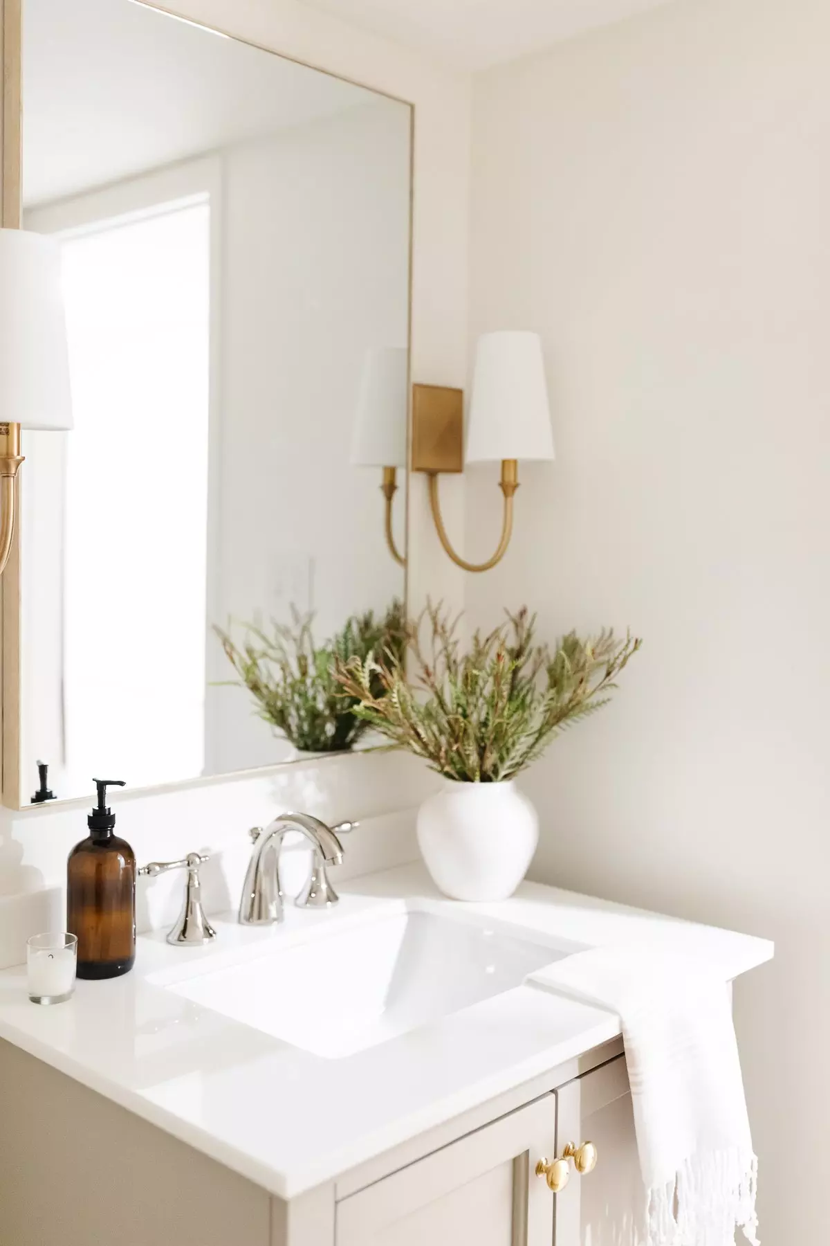 Bathroom painted in Cloud White.