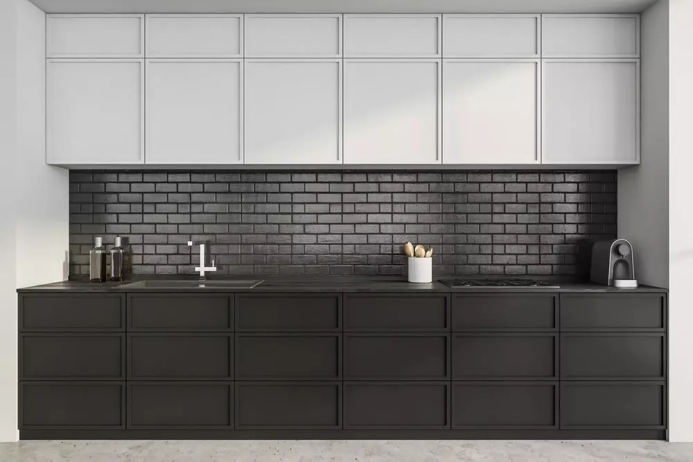 3 black and copper kitchen cabinets