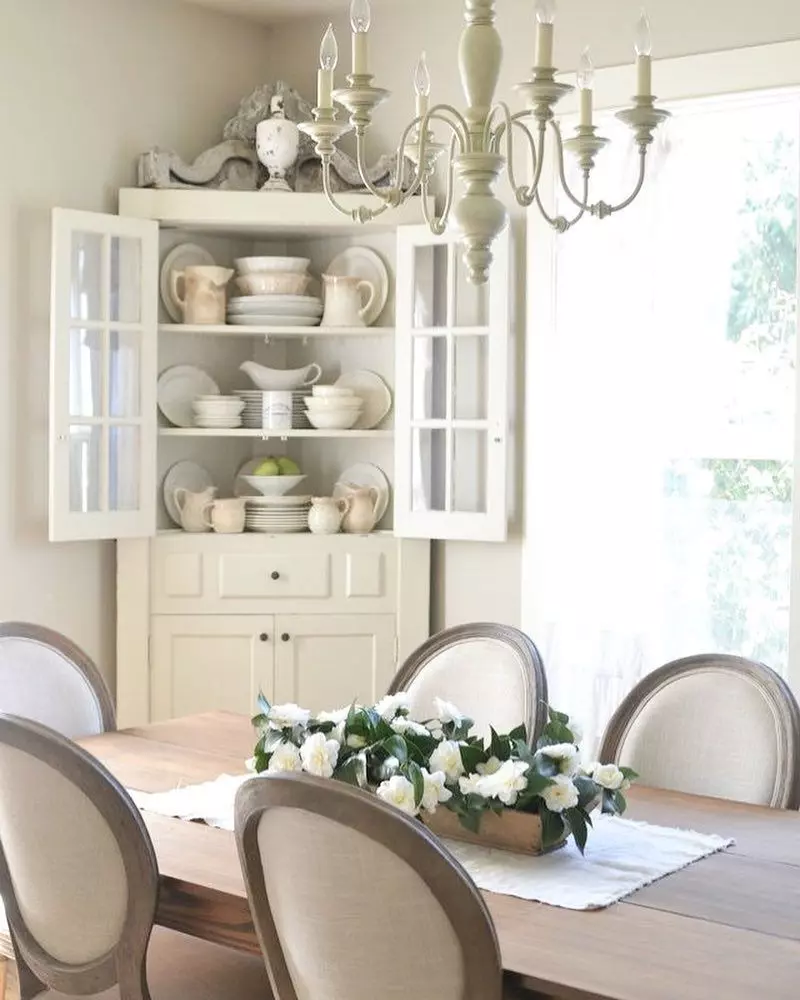 White Farmhouse Pitcher in French Country Dining Room via @rarecorners