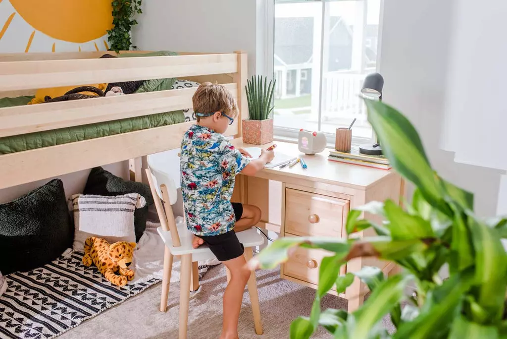 high loft bed with ladder and desk