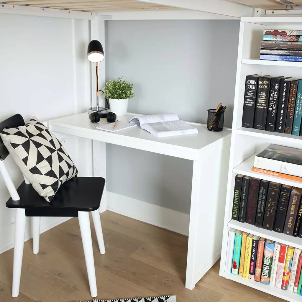 corner desk under loft bed