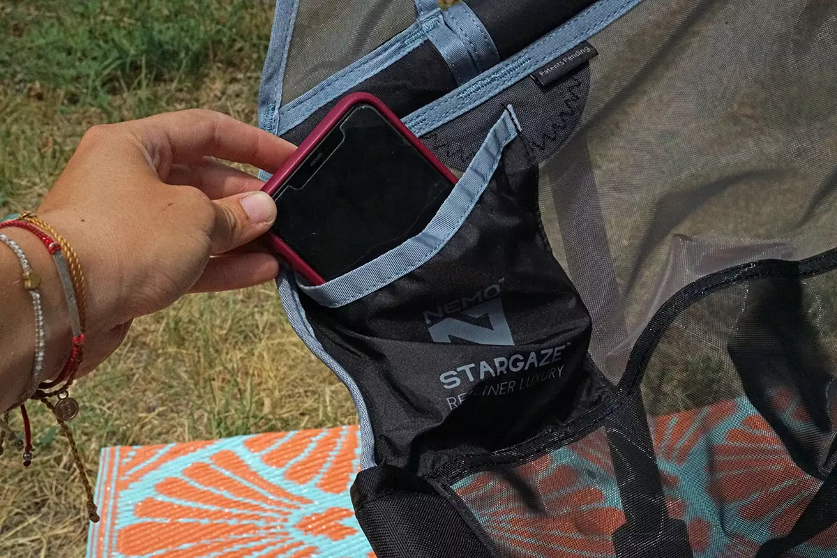 Nemo Stargaze Recliner camp chair (phone in side pocket)