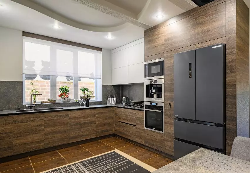 Kitchen with plywood cabinets