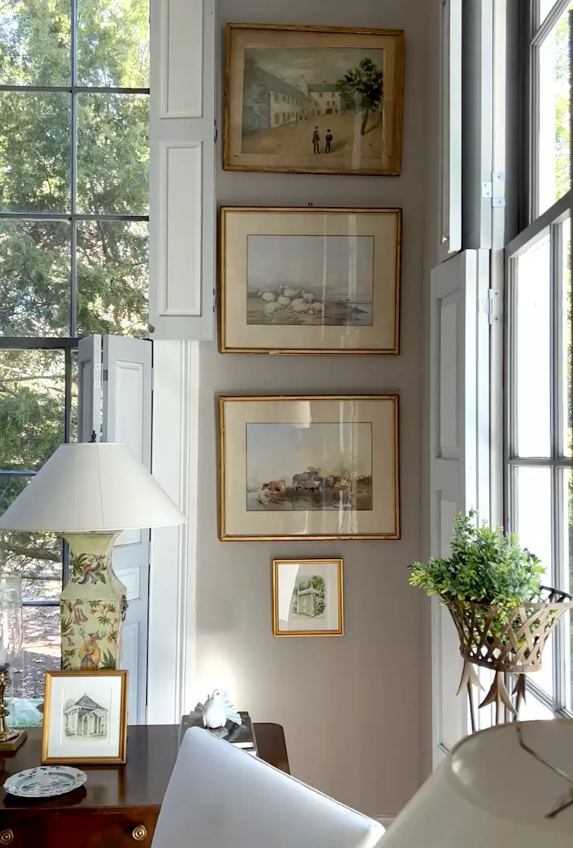 handsome mudroom in young family home painted Benjamin Moore Chelsea Gray