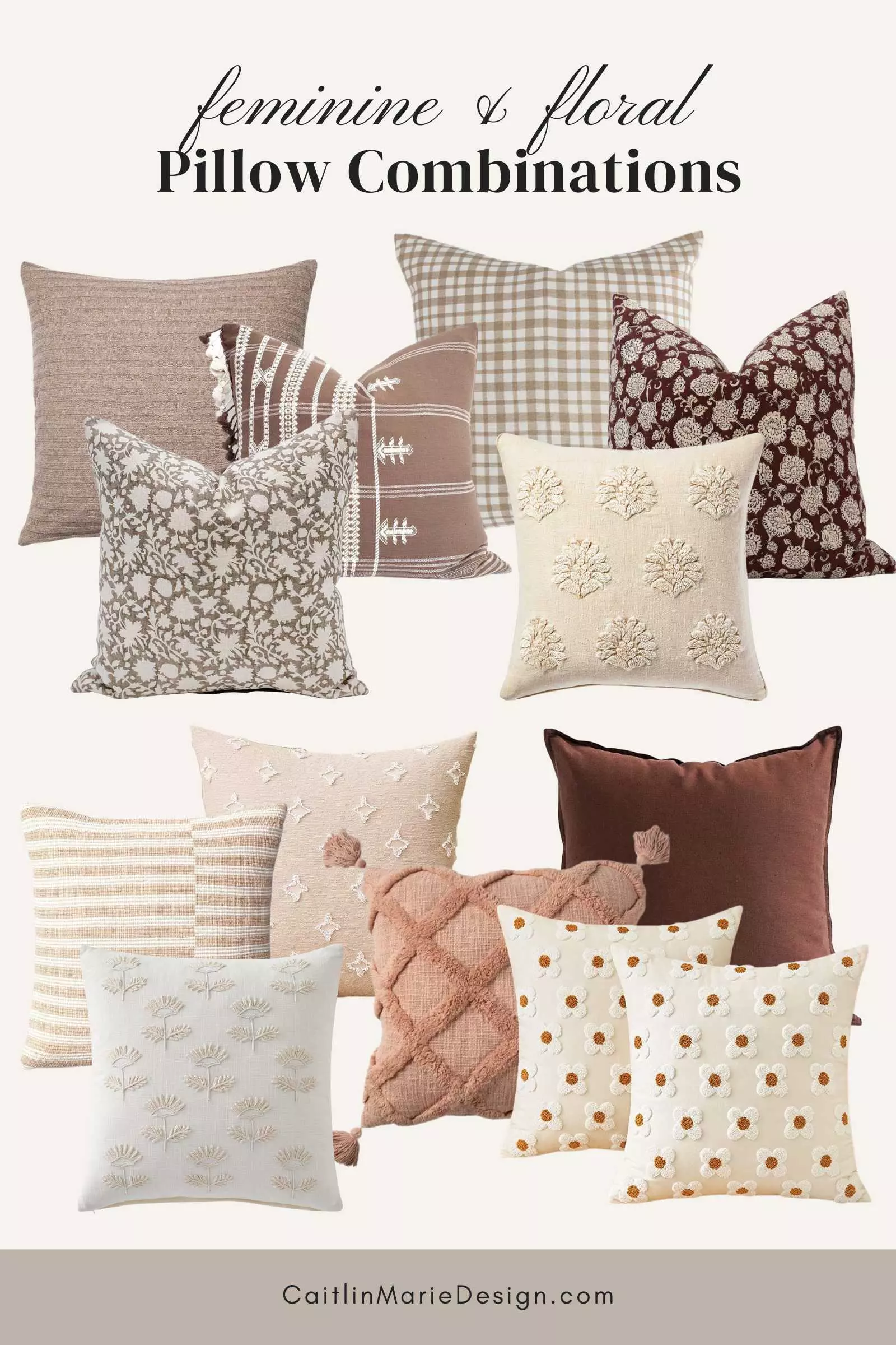 feminine floral pillow combinations