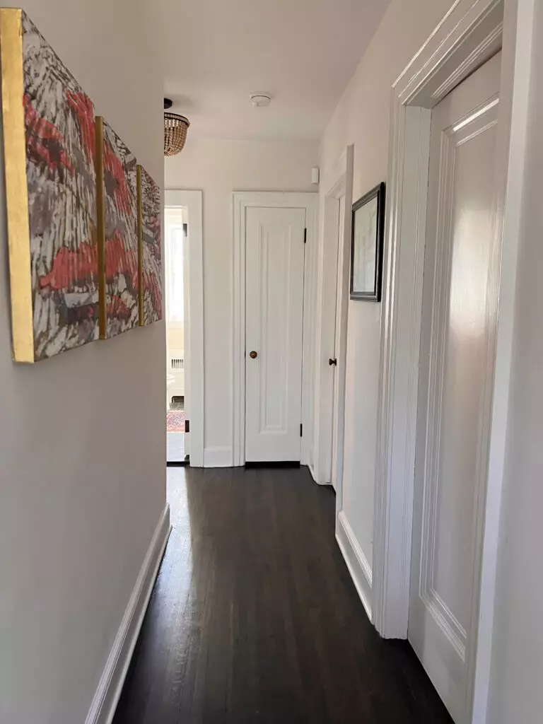 Kitchen before with dark espresso wood cabinets