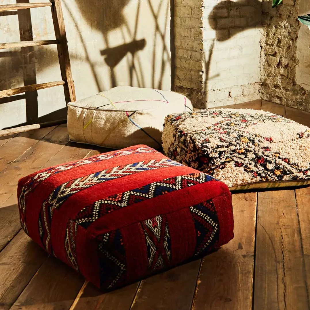 Boho Ottomans are unique items for boho style home decor