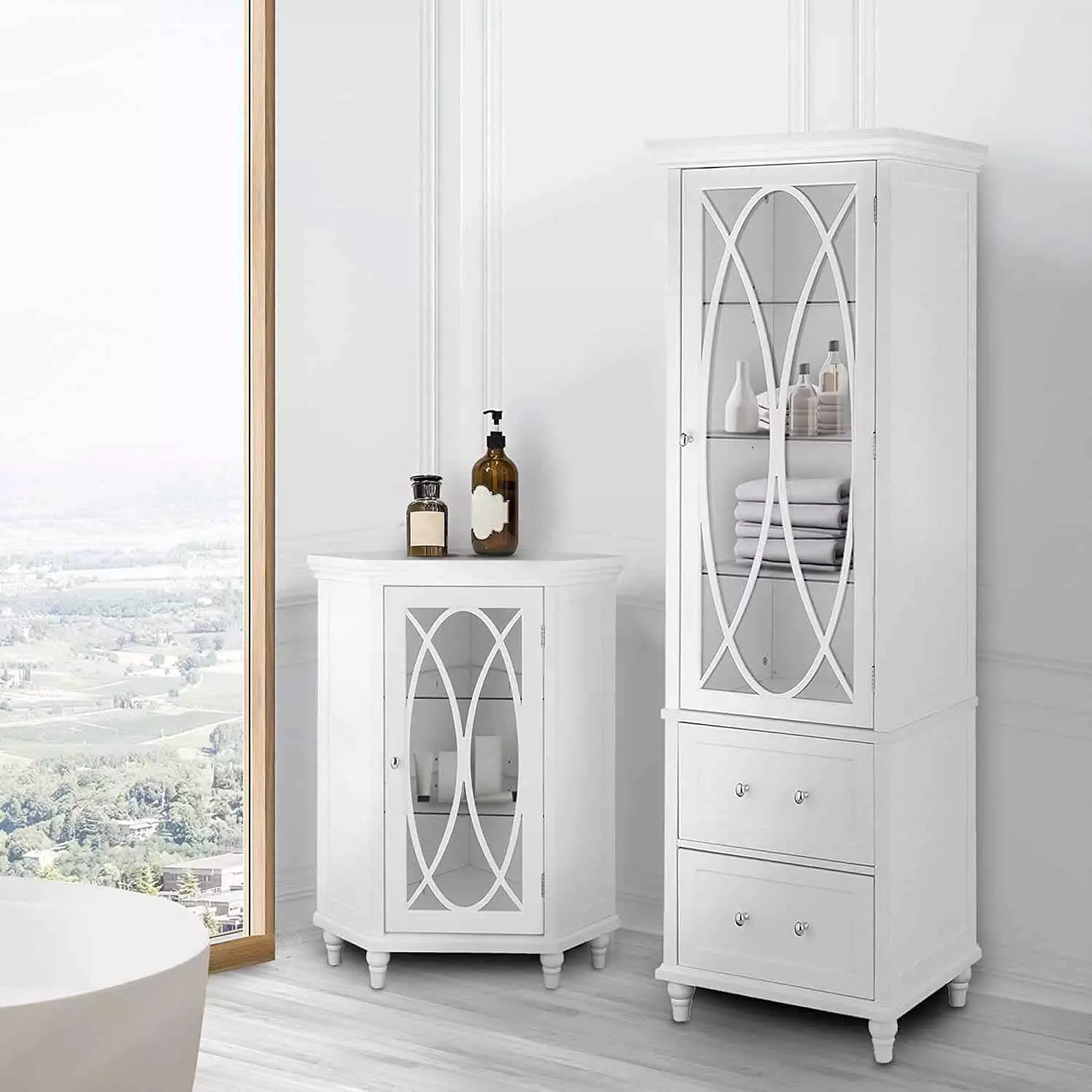 RiverRidge Home Madison Collection Tall White Corner Cabinet