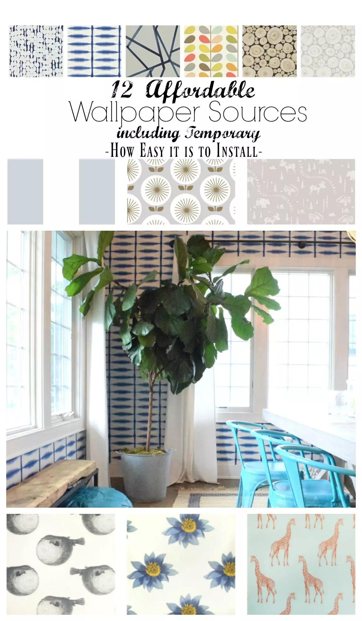 DIY Floating Shelves- Get the Custom “built-in” look with Wallpaper!