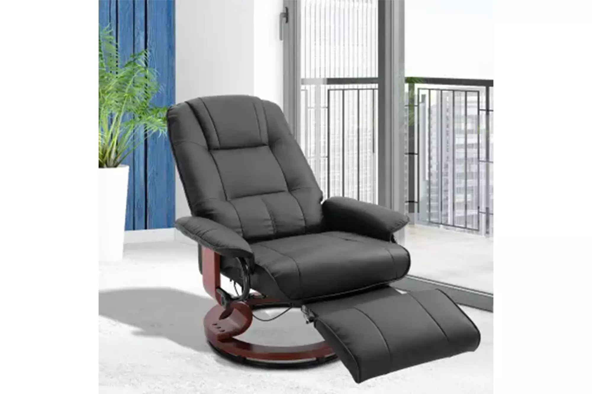 HomCom Faux Leather Reclining Chair with Swivel Base