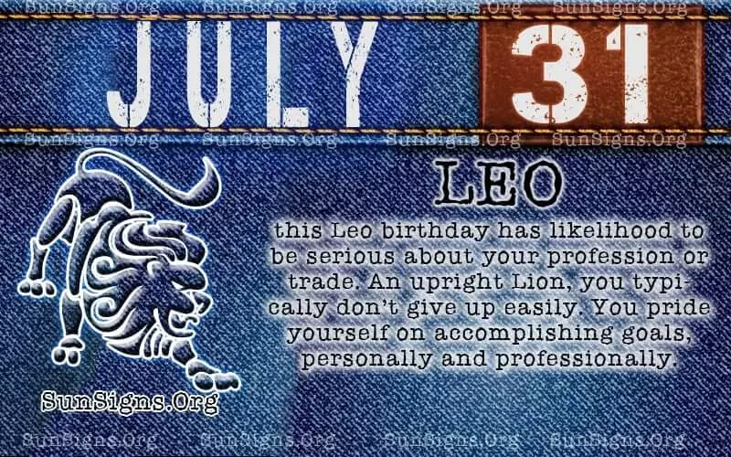 july 31 leo birthday calendar