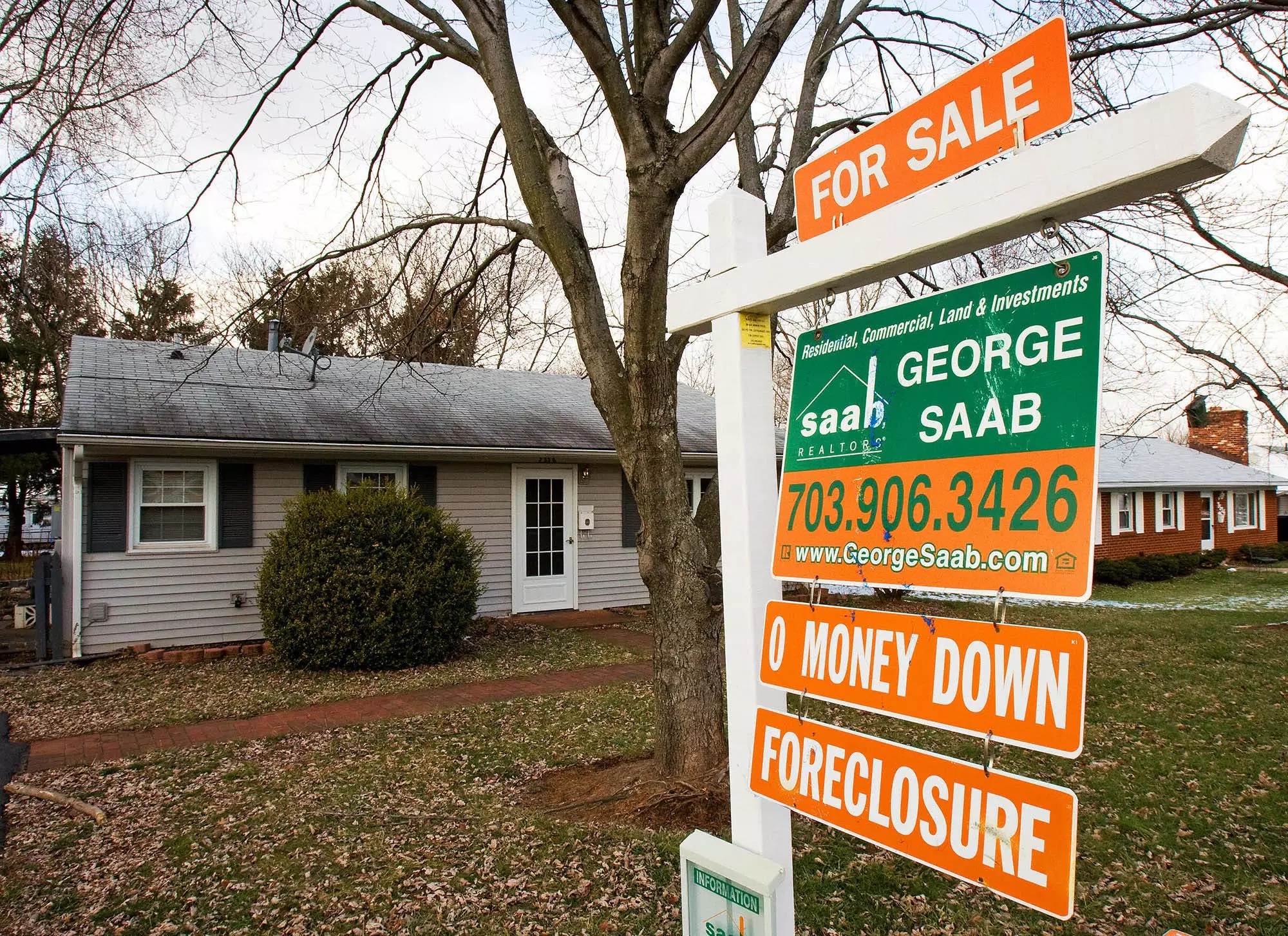 A home for sale is seen January 24, 2008, in Manassas, Virginia. The mortgage crisis has created a new industry for developers buying foreclosed or auctioned homes at cheap prices, then reselling them for a profit.