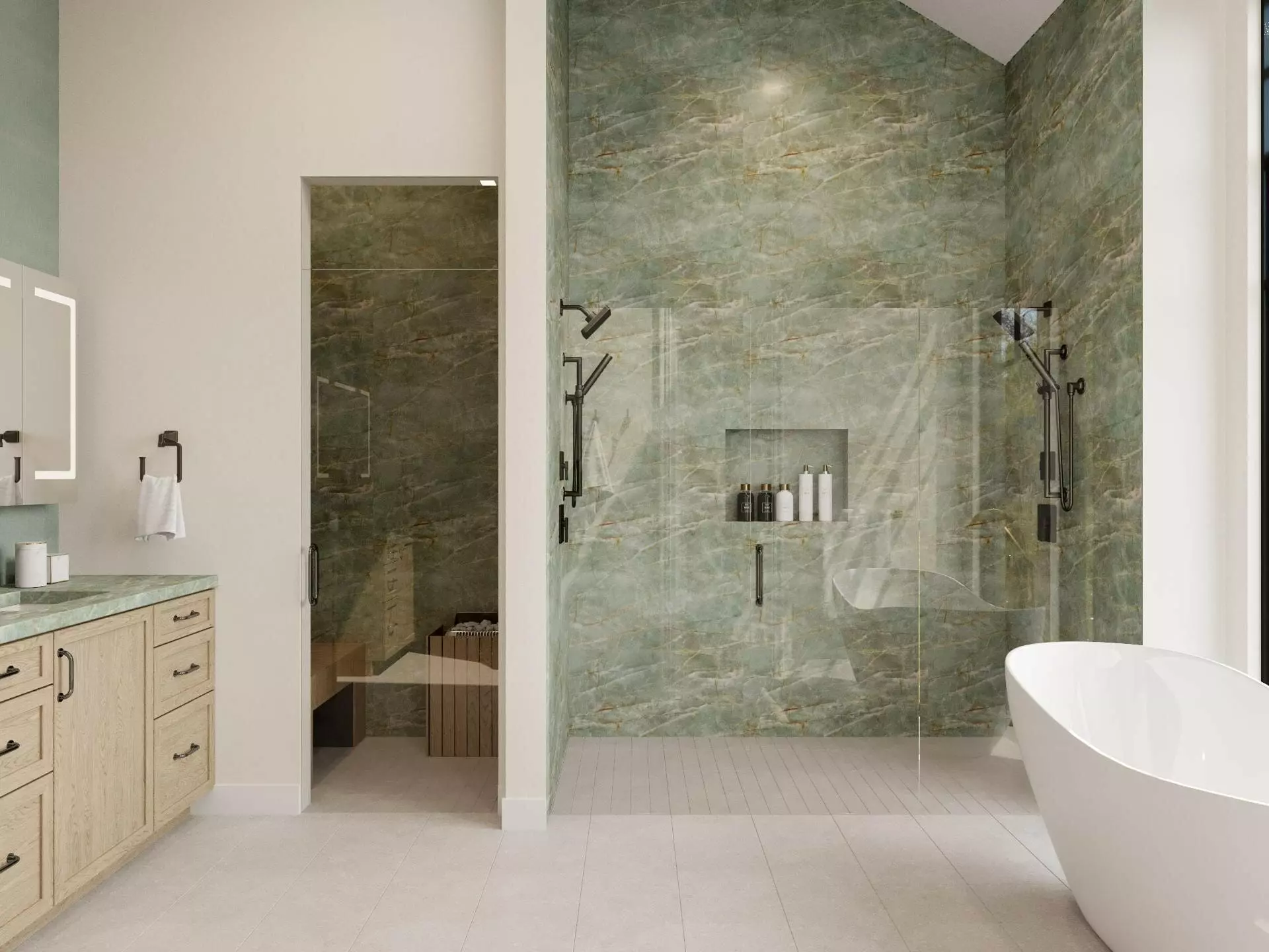 Earth tone bathroom design by Wanda P