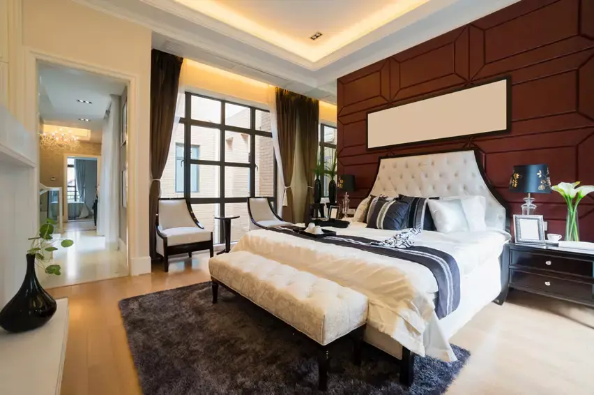 Black and white theme luxury bedroom
