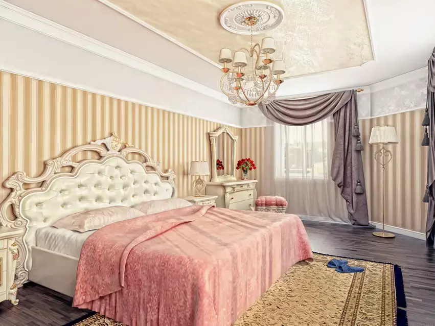 Resort-style bedroom with beautiful bed