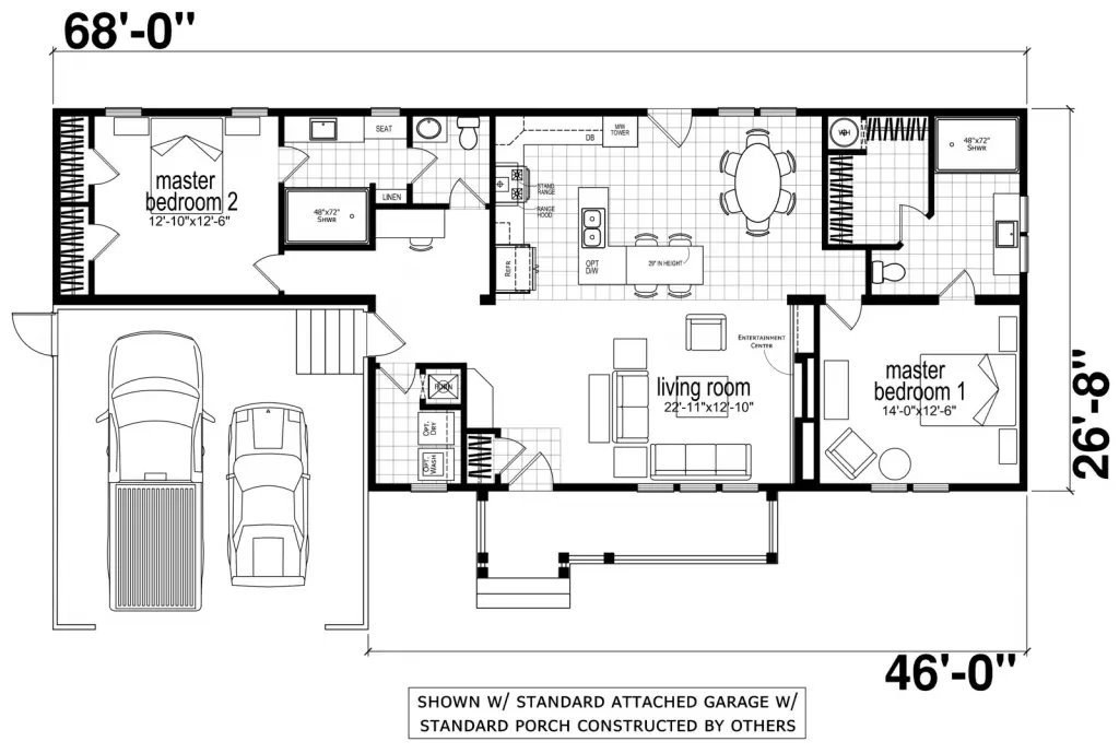 Ranch style modular home floor plan