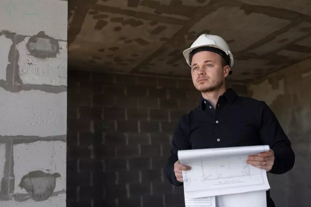 engineer inside a building being built