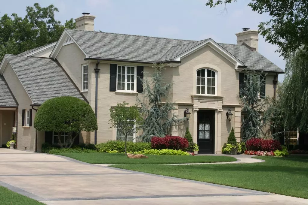 A gray suburban home