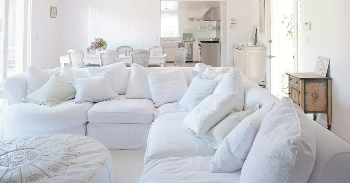 shabby chic bedroom with white linen