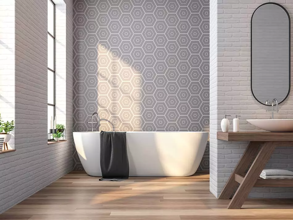 Geometric Wallpaper for the Bathroom