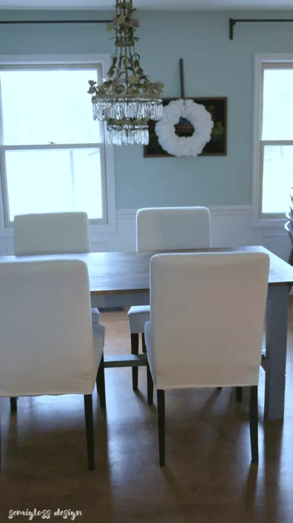 White IKEA dining chairs