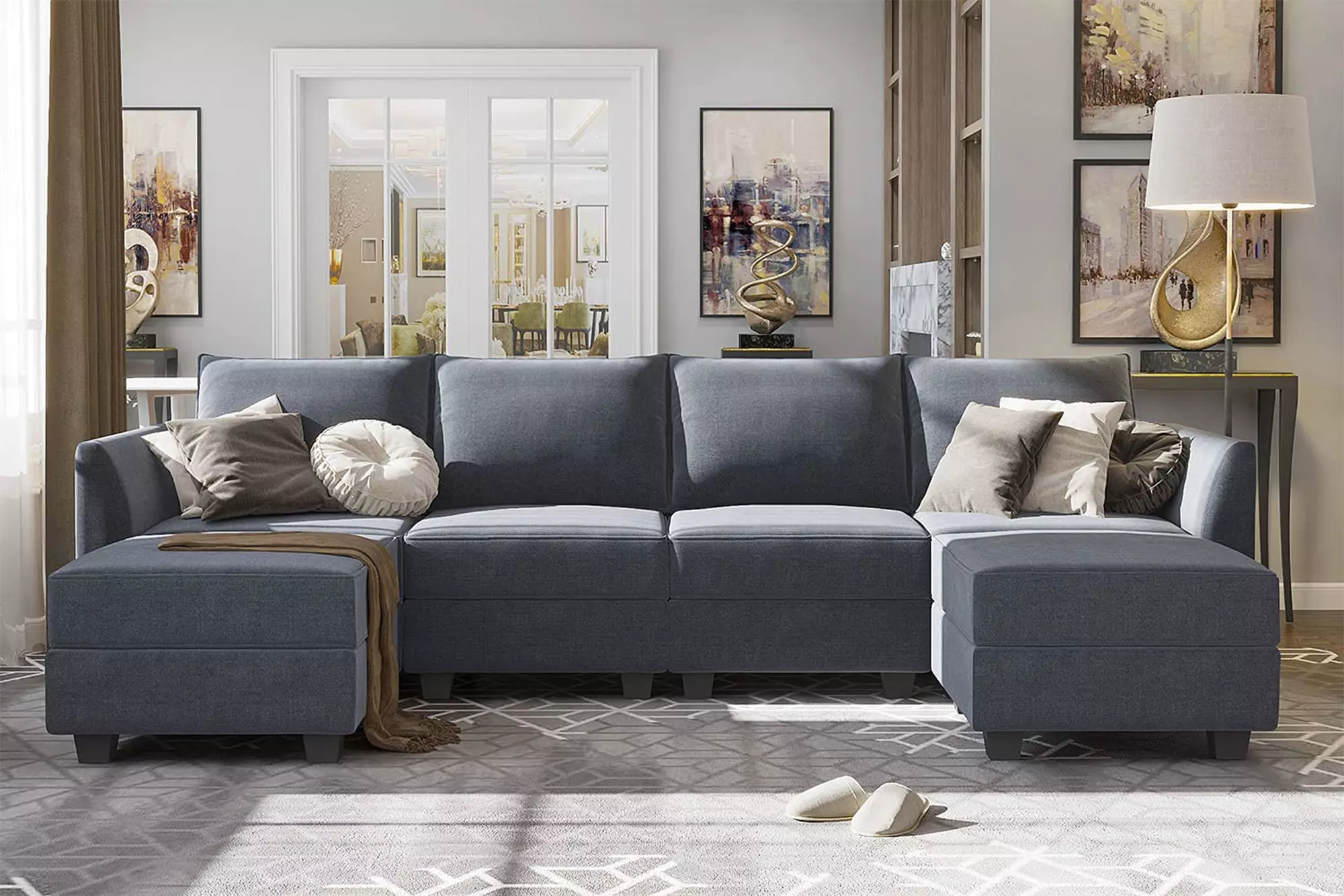 HonBay Modern U-Shape Sectional Sleeper Couch