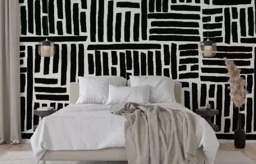 Bohemian Themed Accent Wall Wallpaper Bedroom