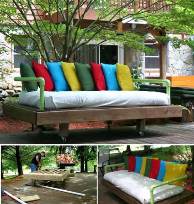 DIY Removable Stained Wood Daybed