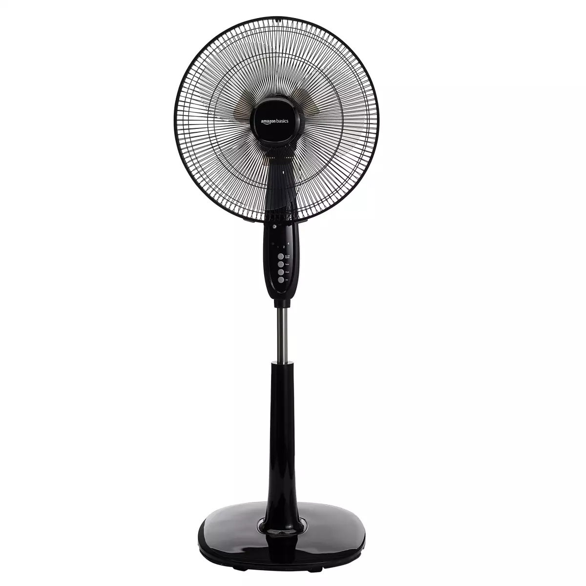 Amazon Basics Oscillating Dual Blade Standing Pedestal Fan with Remote, 16-Inch, Black