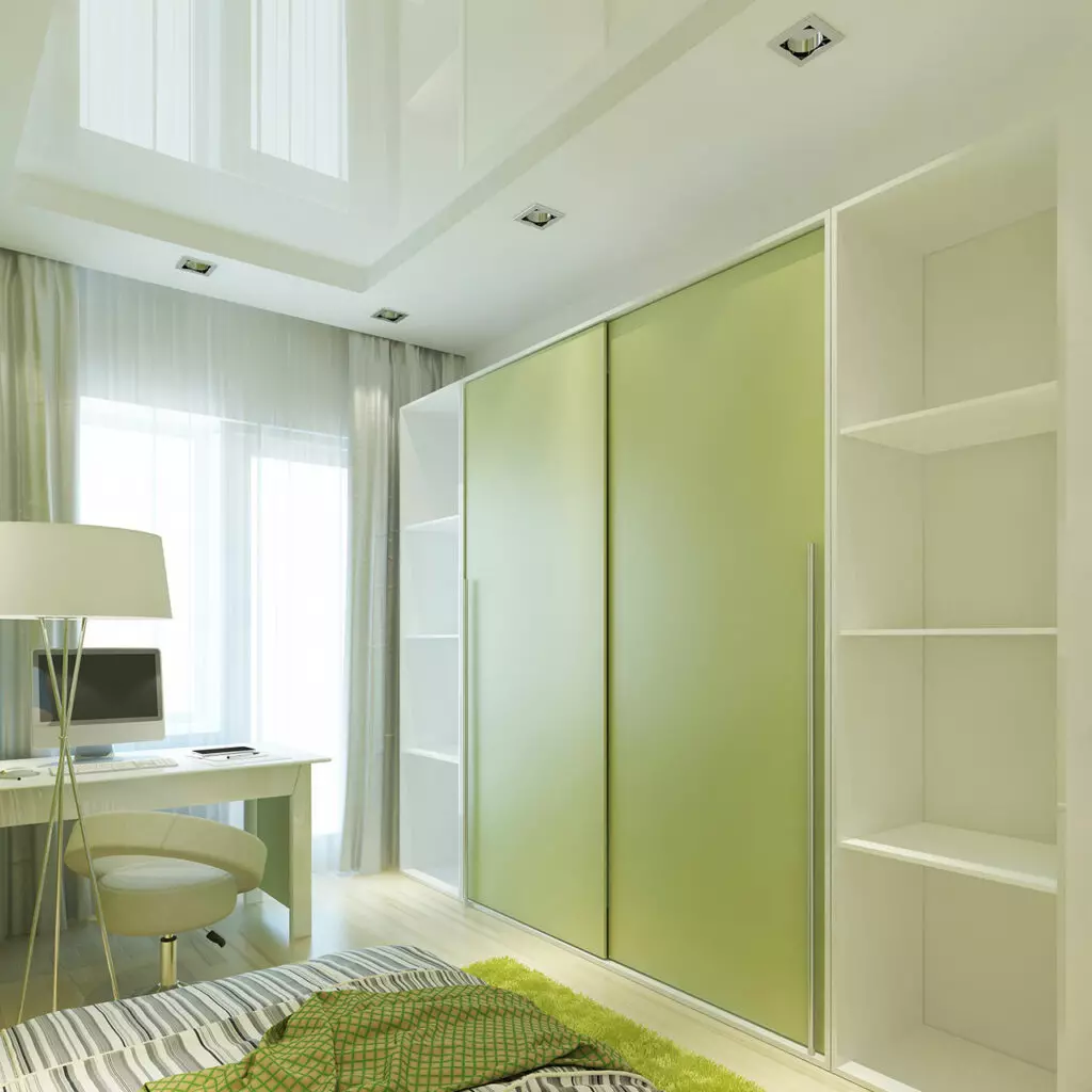 Green sliding wardrobe is the latest trending sliding wardrobe design for the bedroom