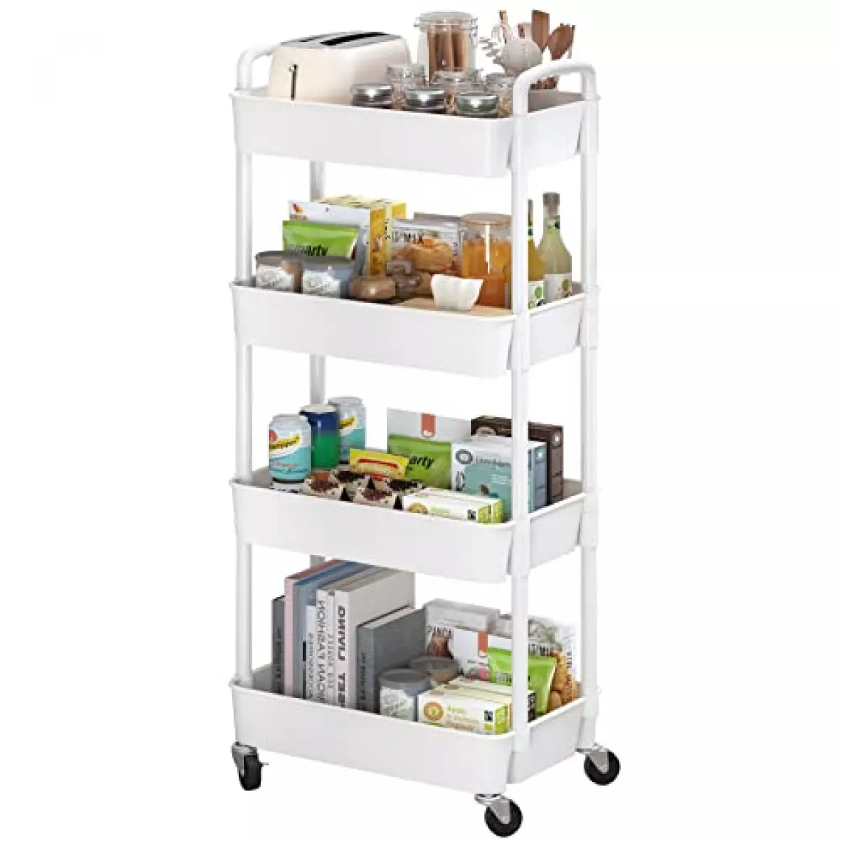 Sywhitta 4-Tier Plastic Rolling Utility Cart