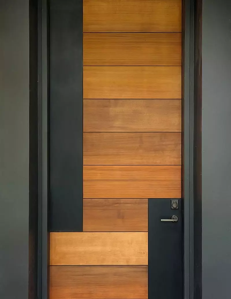 Wood And Black Front Door