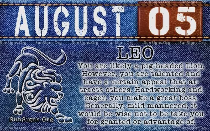 August 5 Leo birthday calendar