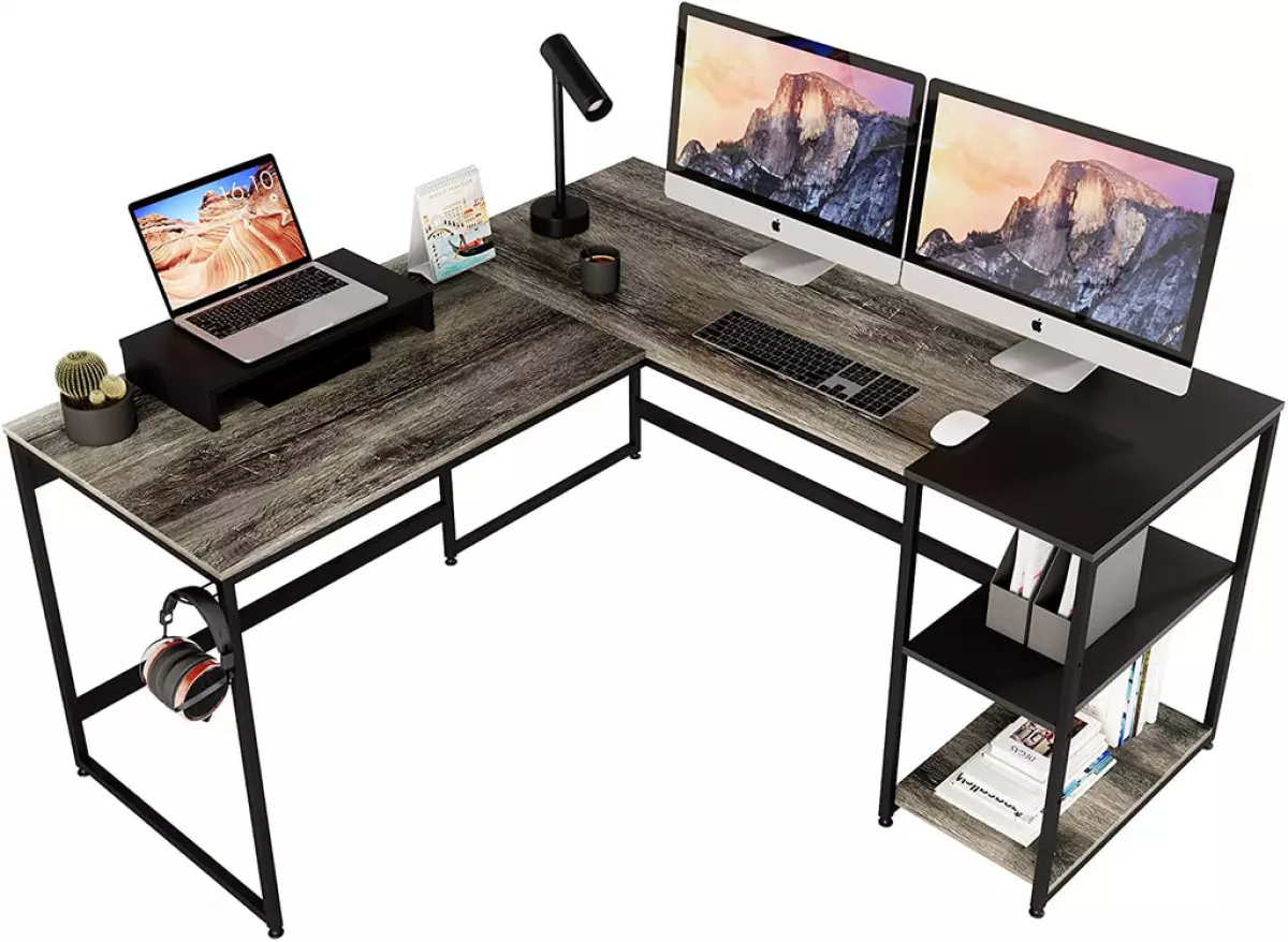Bestier Industrial L Shaped Computer Desk