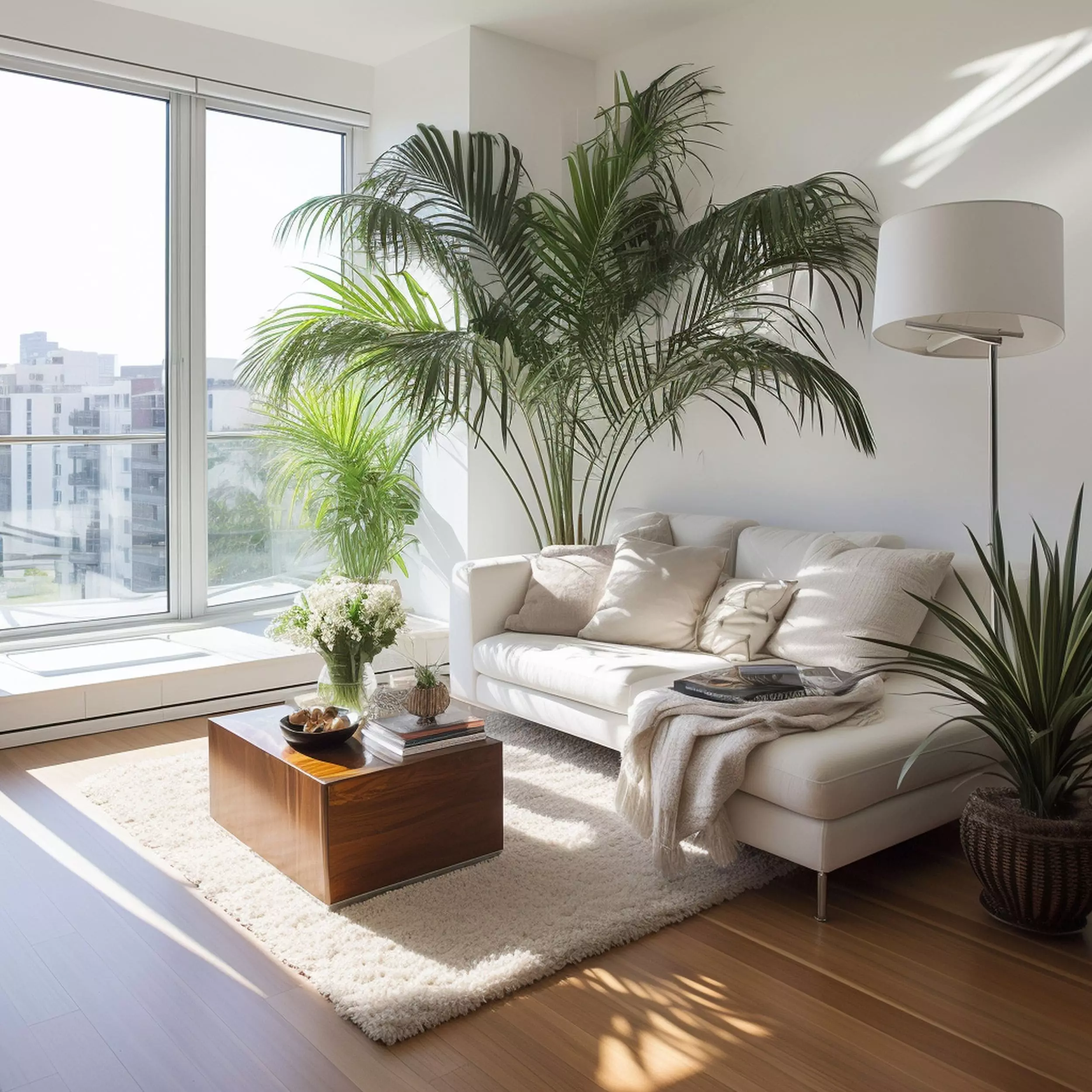 Apartment Living Room With Various Houseplants