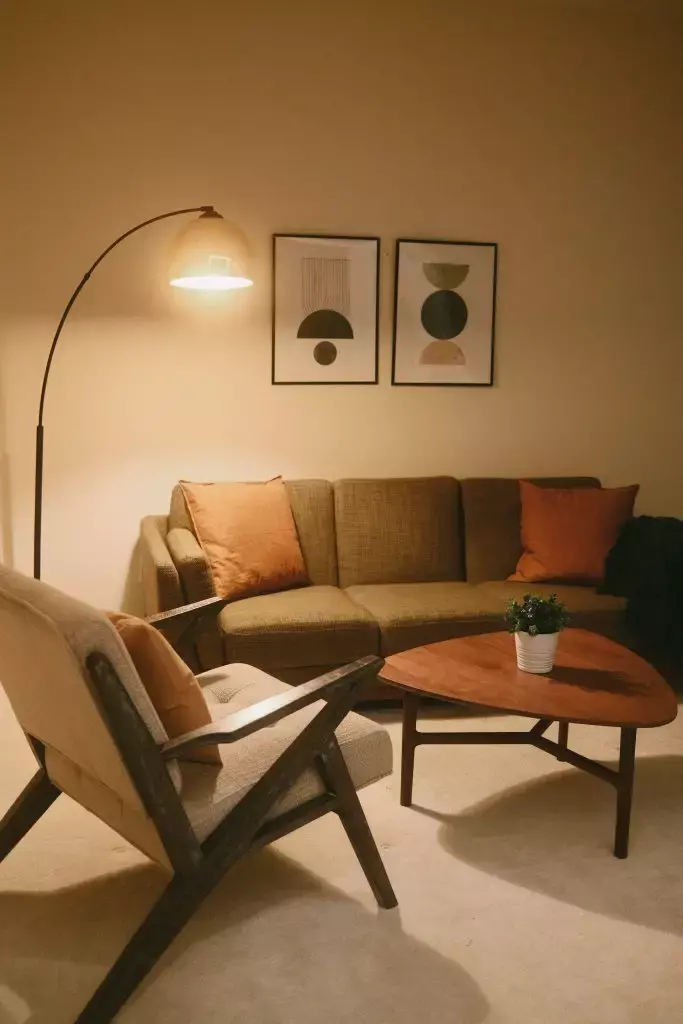 mid century modern color palette yellow chair